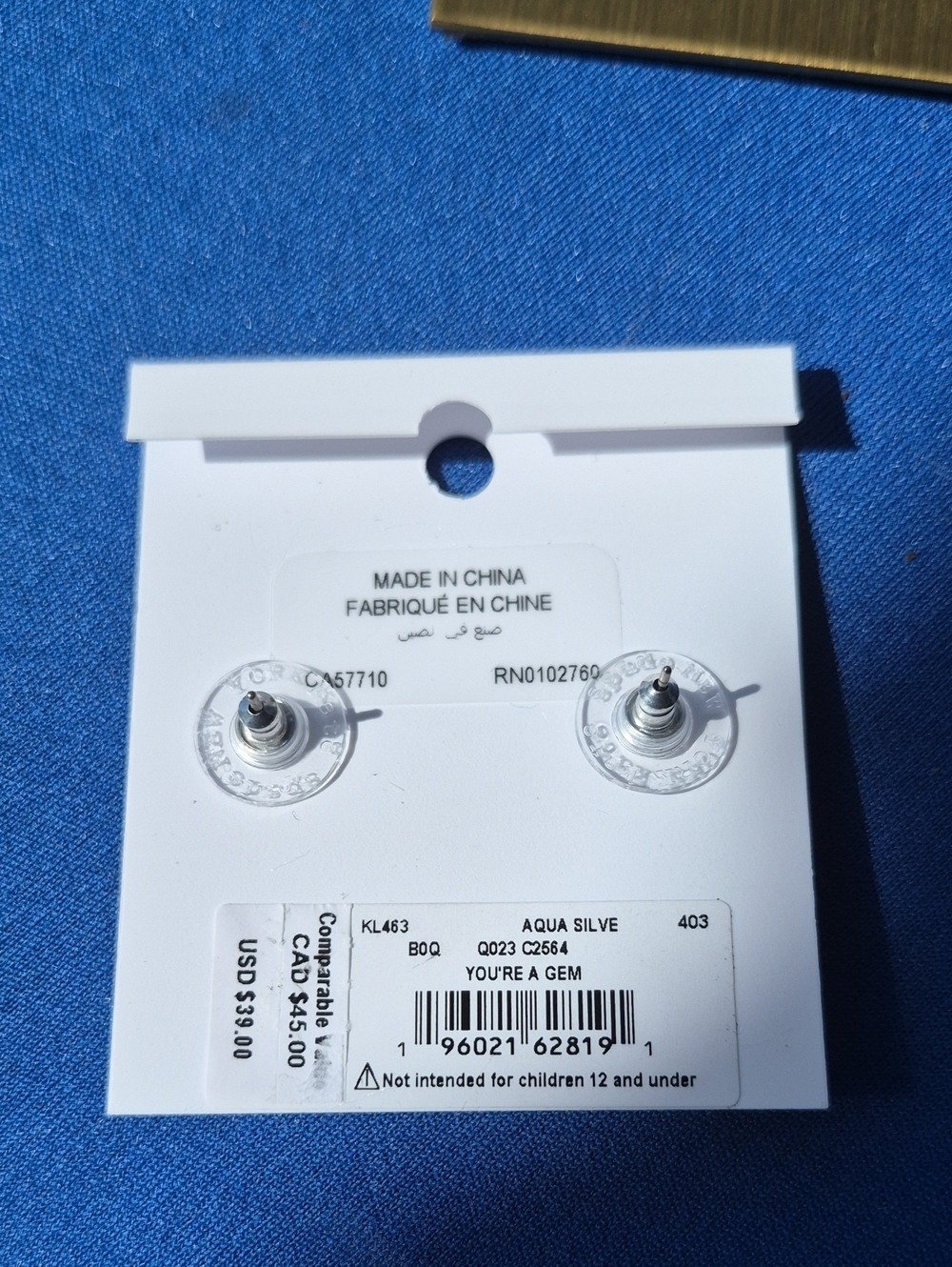 KATE SPADE ♠️ YOU'RE A GEM 🩵 Silver & Aqua CZs + Pearls STUD EARRINGS 🎁 $39 R - Picture 2 of 4